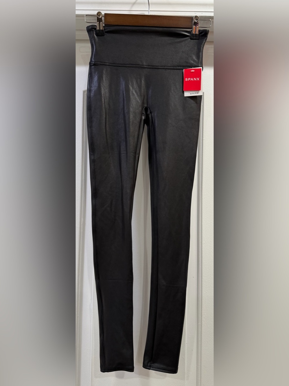 SPANX Black Faux Leather Leggings Size Small